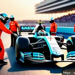 최고의 레이싱 장면들 - Hyper-realistic scene of a Formula 1 pit stop during a race at Yas Marina Circuit, featuring a diver...