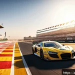 레이싱게임 속의 실제 브랜드 - A highly detailed racing video game scene featuring a realistic Middle Eastern race track inspired b...
